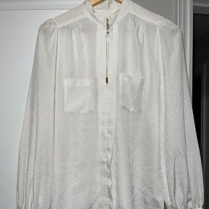 REISS Silky Patterned Off-White Blouse - US Size 4